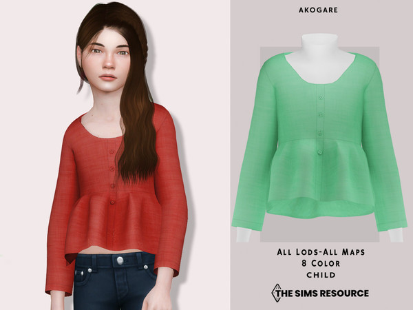 Sims 4 — Top No.148 by _Akogare_ — Akogare Top No.148 - 8 Colors - New Mesh (All LODs) - All Texture Maps - HQ Compatible