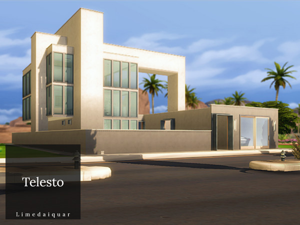 Sims 4 — Telesto by Limedaiquar — Telesto is a modern home made of concrete and glass. It features 2 bedrooms, 3