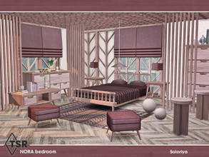 Sims 4 — Nora Bedroom by soloriya — A set of modern furniture for bedrooms. Includes 9 objects: --bed, --blinds, --coffee