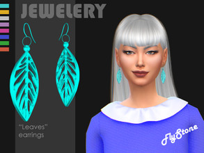 Sims 4 — "Leaves" earrings by FlyStone — 8 color options Base game compatible HQ compatible Teen to Elder Not