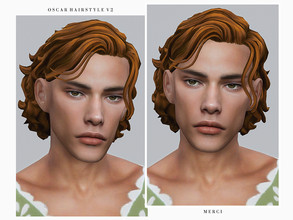 Sims 4 — Oscar Hairstyle V2 by -Merci- — New Maxis Match Hairstyle for Sims4. -24 EA Colours. -For male, teen-elder.