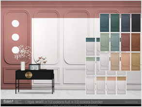 Sims 4 — Olga walls  by Severinka_ — Wall covering with rounded moldings, fully painted and painted white with colored