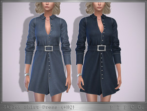 Sims 4 — Skyler Shirt Dress. by Pipco — A denim shirt dress in 10 colors. Base Game Compatible New Mesh All Lods HQ