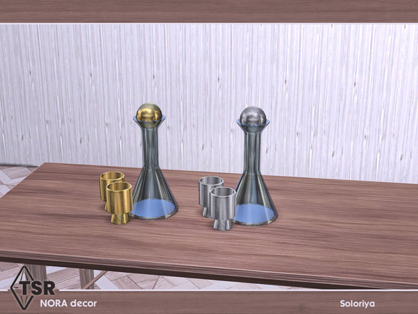Sims 4 — Nora Decor. Decanter by soloriya — Decanter and two glasses in one mesh. Part of Nora Decor. 2 color variations.