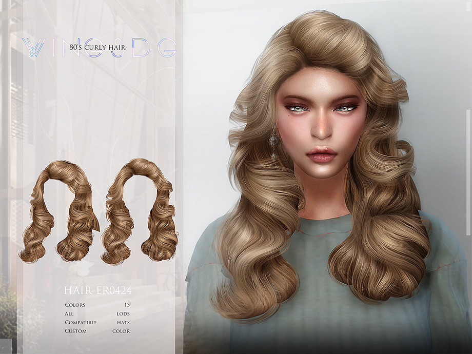 The Sims Resource - WINGS-ER0424-80's curly hair