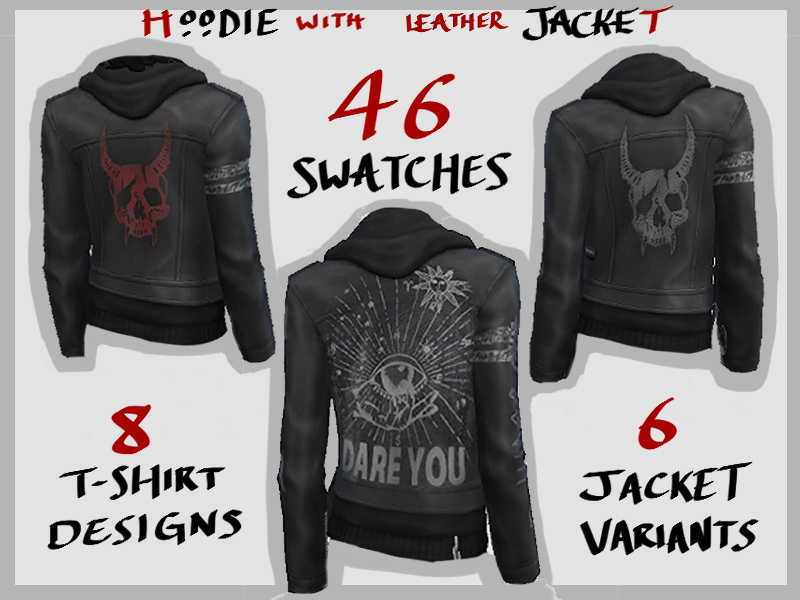 The Sims Resource - JaccBurke's Hoodie with Leather Jacket