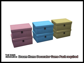 Sims 4 — Polka Teen Girl Bedroom Storage Boxes by seimar8 — Maxis match storage boxes in pink blue and yellow Dream Home