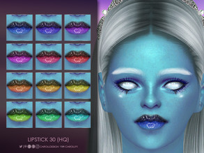 Sims 4 — Lipstick 30 (HQ) by Caroll912 — A 12-swatch textured gradient lip gloss with glitter in rainbow tones. Lip gloss