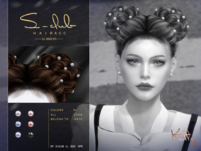 Sims 4 — Pearl hair Acc (kitty) by S-Club — Pearl hair accessories for you, 6 swatches, hope you like ^^, thank you!