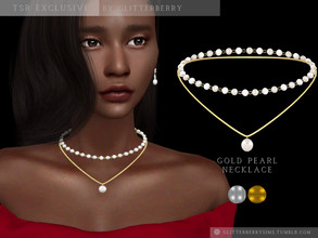 Sims 4 — Gold Pearl Necklace by Glitterberryfly — A gorgeous two type necklace