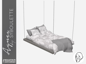 Sims 4 — Agnes - Double bed (tall) by Syboubou — This hanged bed is fully functional and its bedding is animated. Exists