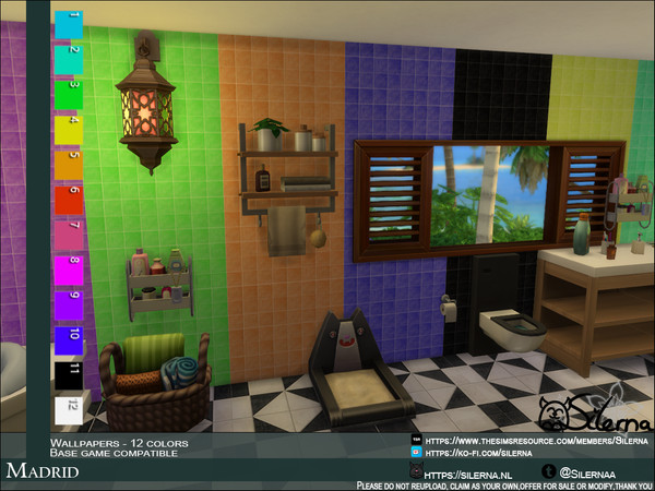 Sims 4 — Madrid by Silerna — - Basegame compatible - Wallpapers - Tiles - 12 different colors - Please do not reupload,
