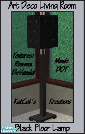 Sims 2 — Art Deco Living Room - Black Floor Lamp by KatCat — Recolor of DOT\'s \"DOT-Box Floor Light MESH - New