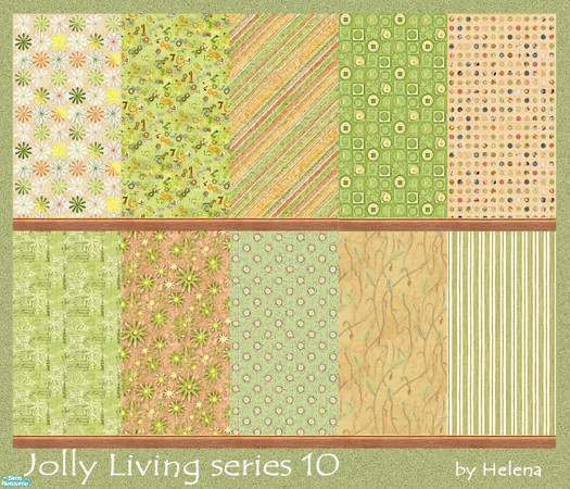 Sims 2 — "Jolly Living" series 10 by Helena — Some green wallpapers for your Simmies. Enjoy