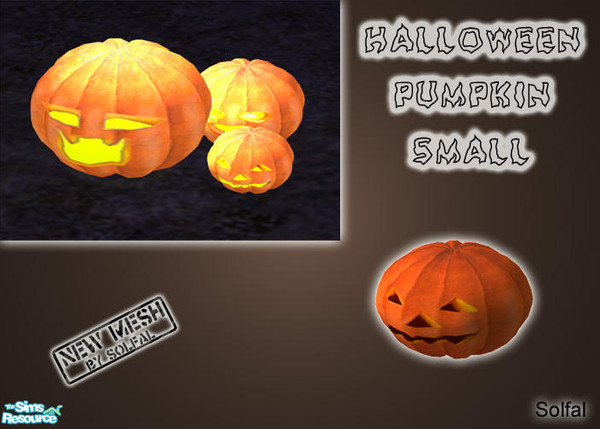 Sims 2 — Small Halloween Pumpkin - Mesh file by solfal — Small Halloween pumpkin. You can put all 3 sizes on the same