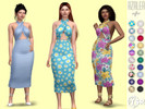 Sims 4 — Azalea Dress by Sifix2 — A midi dress available in available in 20 swatches, including 10 patterns and prints,