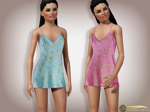 Sims 3 — Satin-Silk Floral Chemise by Harmonia — 3 color. not- Recolorable Please do not use my textures. Please do not