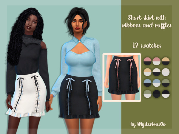 The Sims Resource - Short skirt with ribbons and ruffles