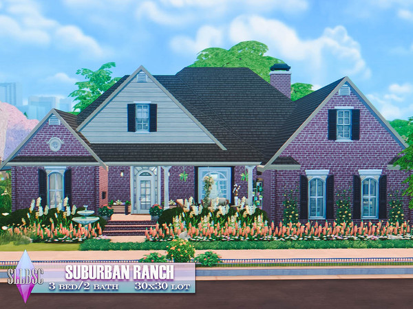 Sims 4 — Suburban Ranch | No CC by SLLBSC — Suburban Ranch Lot Size: 30x30 Bedrooms: 3 Bathrooms: 2 Price: $224,612 No CC