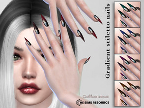 Sims 4 — Gradient stiletto nails by coffeemoon — "Rings" category 5 color options for female only: teen, young,