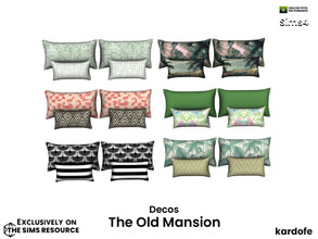 Sims 4 — The Old Mansion Cushions by kardofe — Set of four cushions, to be placed on the bed, in six colour options