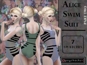Sims 4 — Alice Swimsuit Part 2 - Pastel by Psychachu — -- 7 swatches -- Gentle pastel colours with black geometric