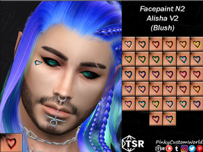 Sims 4 — Facepaint N2 - Alisha V2 (Blush) by PinkyCustomWorld — Black simple heart outline facepaint with a little shadow