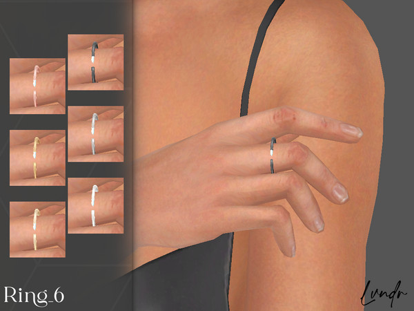 Sims 4 — Ring_6 by LVNDRCC — Blue aragonite, subtle ring in shiny, polished silver, platinum, zirconium, yellow and pink