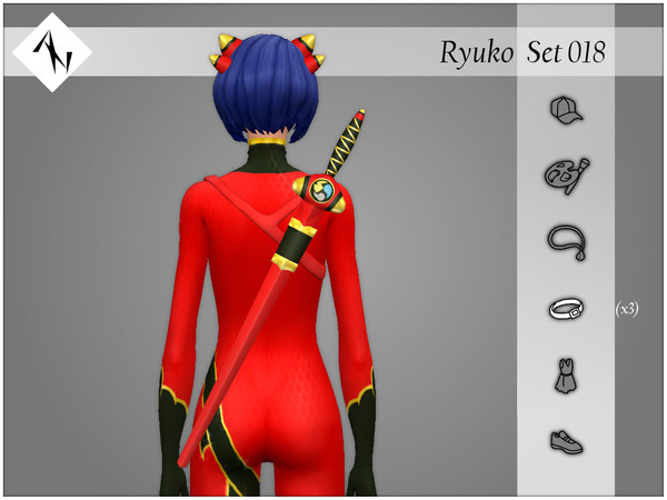 Sims 4 — Ryuko - Set018 - Ring - Sword - Back by AleNikSimmer — THIS PACK HAS ONLY THE SWORD ON THE BACK. -TOU-: DON'T