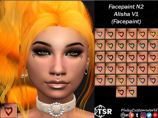 Sims 4 — Facepaint N2 - Alisha V1 (Facepaint) by PinkyCustomWorld — Black simple heart outline facepaint with a little