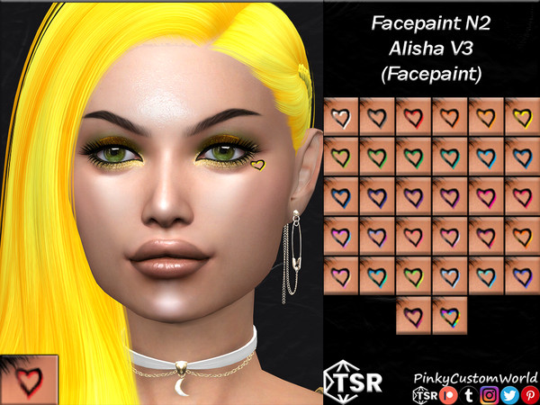 Sims 4 — Facepaint N2 - Alisha V3 (Facepaint) by PinkyCustomWorld — Black simple heart outline facepaint with a little