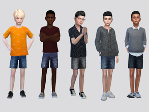 Sims 4 — Zack Denim Shorts Boys by McLayneSims — TSR EXCLUSIVE Standalone item 5 Swatches MESH by Me NO RECOLORING Please