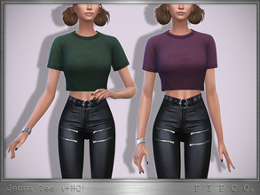 Sims 4 — Jenna Cropped Tee. by Pipco — A plain cropped tee in 10 colors. Base Game Compatible New Mesh All Lods HQ