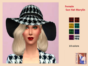 Sims 4 — ws Female Hat Houndstooth - RC by watersim44 — ws Female Hat Houndstooth recolor Nice Hat for the summer. ~ in 8