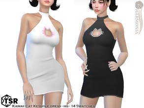 Sims 4 — (PATREON) Kawaii Cat Keyhole Dress by Harmonia — New Mesh All Lods 14 Swatches HQ Please do not use my textures.