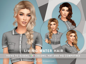 Sims 4 — [PATREON] SonyaSims Living Water Hair  by SonyaSimsCC — - New braided hairstyle with curls for your sims. Hope