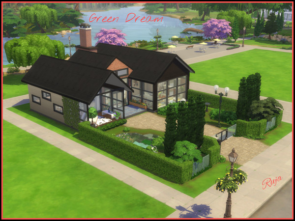 Sims 4 — Green Dream by ruja2 — Green Dream is a house with two bedrooms and a bathroom ideal for a small family.
