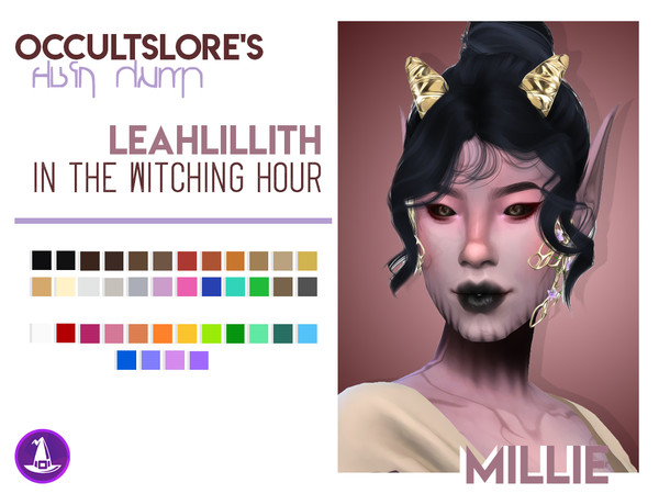 Sims 4 — Millie - LeahLillith Recolor by rachirdsims — Recolored in the new "Witching Hour" palette. 24 shades