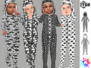 Sims 4 — Black and White Pajamas by Pelineldis — Six cute black and white pajamas with nursery related print for toddler
