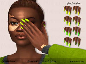 Sims 4 — Glow Nails - Green by MahoCreations — Glow in the dark nails for every party. mesh edit basegame 4 green tones
