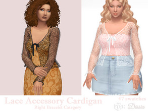 Sims 4 — Lace Accessory Cardigan by Dissia — Lace long sleeves cardigan Avaliable in 47 swatches Right Bracelet Category