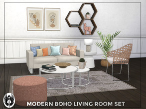 Sims 4 — Modern Boho Living Room Set by nemesis_im — Sets of furniture from Modern Boho Living Room Set This set includes