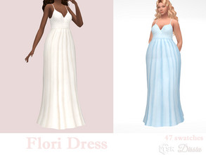 Sims 4 — Flori Dress by Dissia — Long pretty dress on tight straps and lace top :) Available in 47 swatches