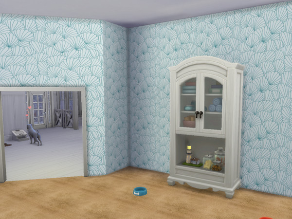 Sims 4 — Art Deco Shells Wallpaper by Morrii — Art Deco Shells Wallpaper