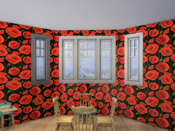 Sims 4 — Poppies Wallpaper by Morrii — Poppies Wallpaper