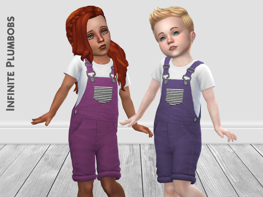 The Sims Resource - IP Toddler Striped Pocket Dungarees