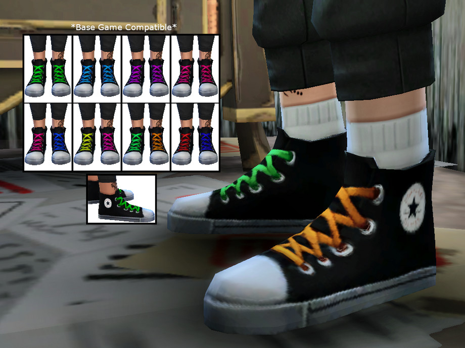 The Sims Resource - Black Converse with Colorful Laces