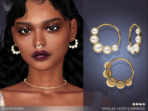 Sims 4 — Kinslee Hoop Earrings by feyona — Kinslee Hoop Earrings come in 4 colors: yellow, white, rose.and black-plated.
