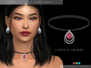 Sims 4 — Vanessa Choker by Glitterberryfly — A choker with a diamond pendant