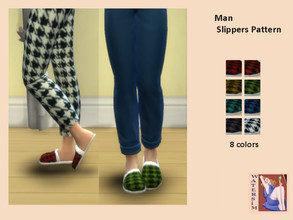 Sims 4 — ws Man Slippers Houndstooth - RC by watersim44 — ws Male Slippers Houndstooth - recolor MaxisMatch, with a nice
